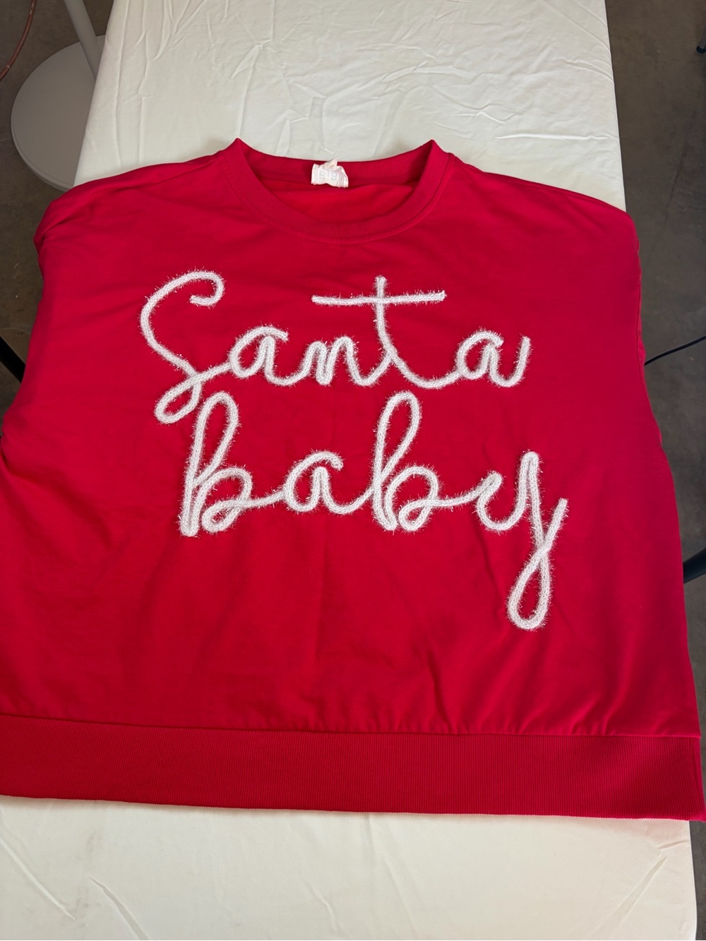 Bibi Santa Baby Christmas Sweatshirt XL Red with a splash of pink